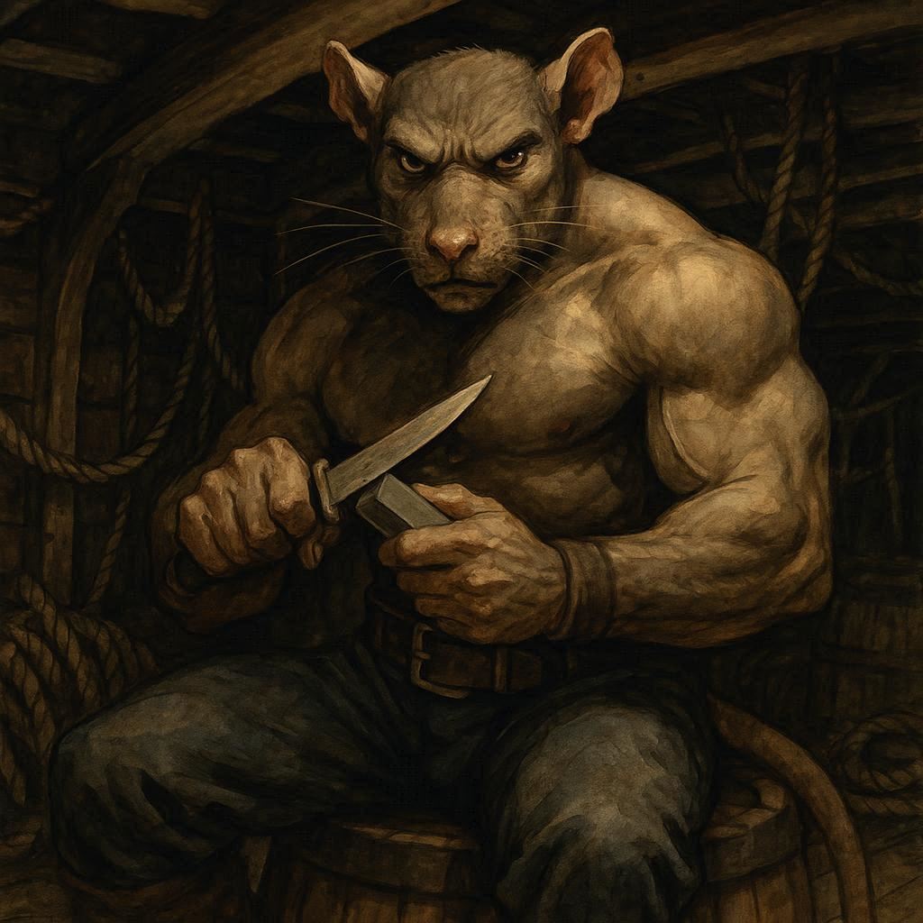 A bunch of shirtless pirating rats