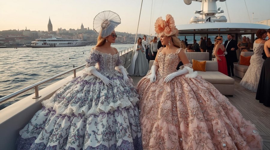 Two ladies on a superyacht near Istanbul